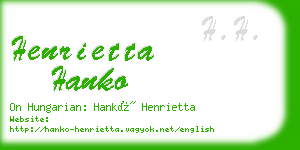 henrietta hanko business card